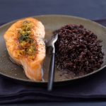 Coriander stuffed Label Rouge Scottish salmon with Black Venere Rice